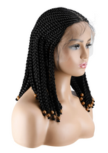 Load image into Gallery viewer, 14 inches Braided wigs Hand Braided Wigs for Black Women Lace Front Wig Frontal Natural Black Braids Cornrow Wigs Hair
