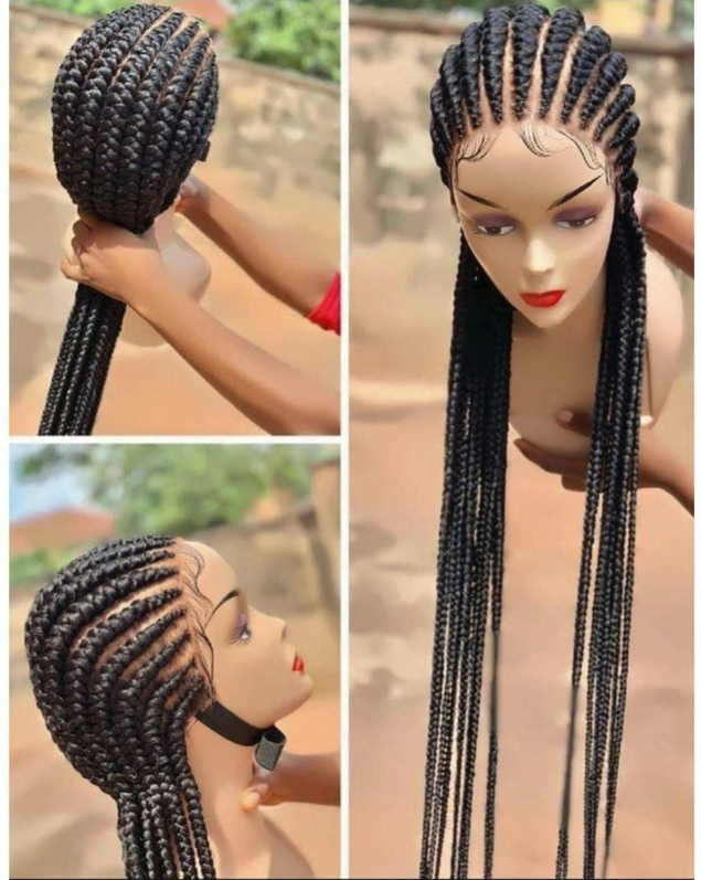 36' Braid wig Handmade 360 Full Lace Braided Wigs for Black Women Lace Front Wig Frontal Natural Cornrow Wigs Hair