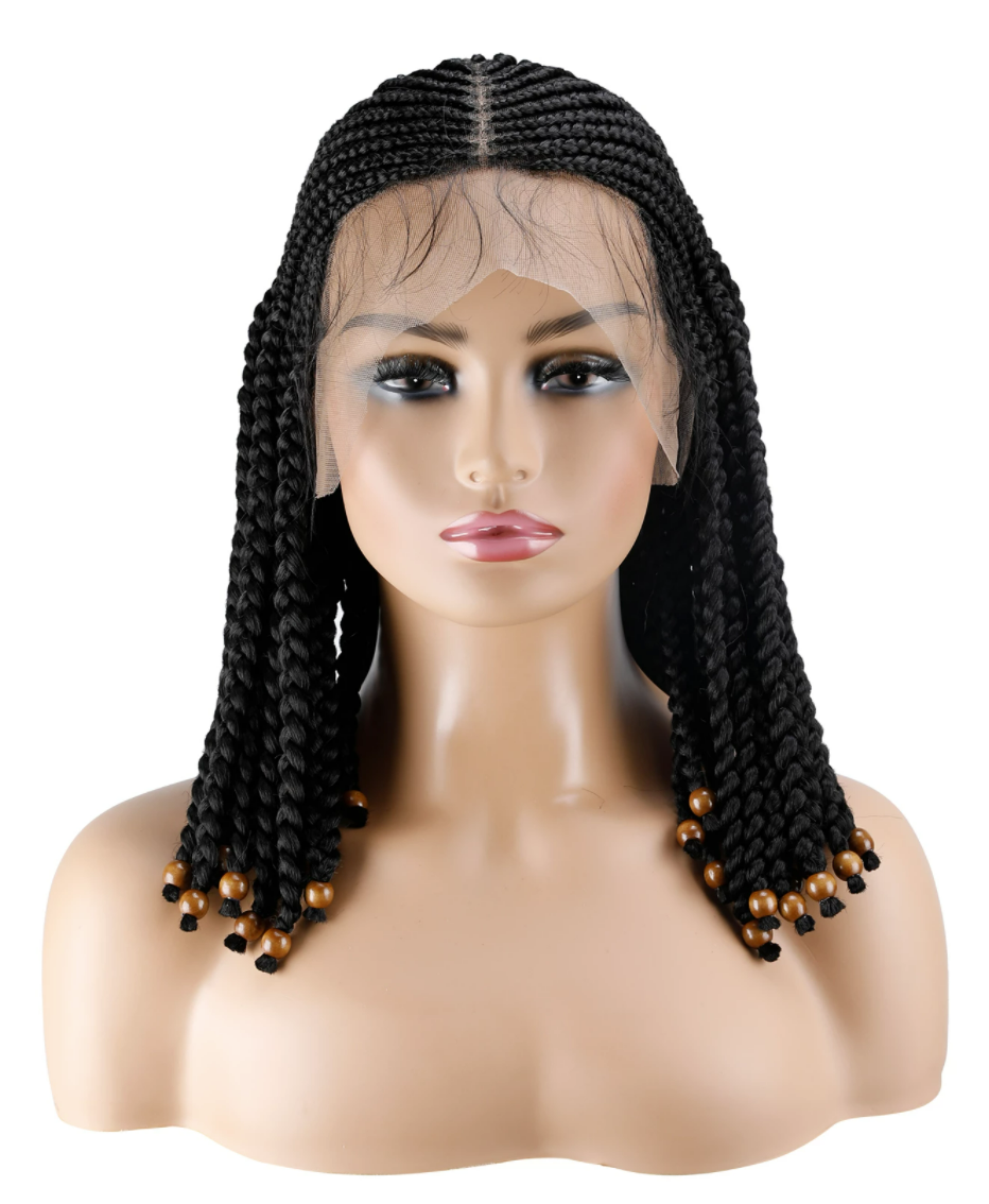 14 inches Braided wigs Hand Braided Wigs for Black Women Lace Front Wig Frontal Natural Black Braids Cornrow Wigs Hair